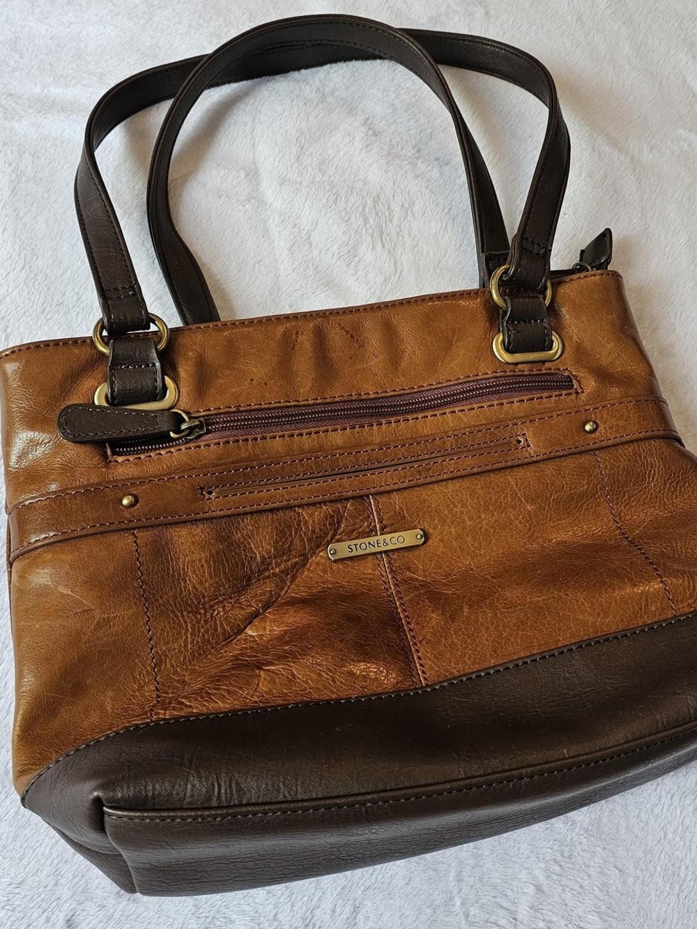 Stone & Co Brown Two-Tone Leather purse